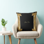 金ゴールドブラック華美フローラ装飾用クッション クッション (椅子)