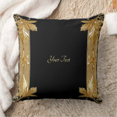 金ゴールドブラック華美フローラ装飾用クッション クッション (ブランケット)