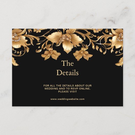 金ゴールドブラック華美フローラ詳細エンクロージャカード エンクロージャーカード (正面)