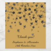 金ゴールドブラック落下葉型カスタブル ワインラベル (シングルラベル)