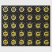 金ゴールドブラック誕生日ラッピング紙 ラッピングペーパー (フラット)