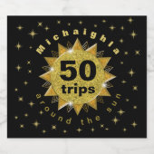 金ゴールドブラック誕生日 スパークリングワインラベル (シングルラベル)