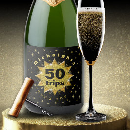 金ゴールドブラック誕生日 スパークリングワインラベル