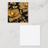 金ゴールドブラック赤面デリケート花柄 スクエア名刺 (正面/裏面)