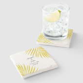 金ゴールドブラック輝結婚きの贈り物パーム・リーフ ストーンコースター (横)