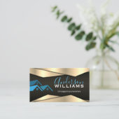 金ゴールドブラック金属 | 実在不動産ロゴ 名刺 (スタンド正面)