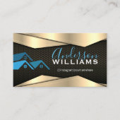 金ゴールドブラック金属 | 実在不動産ロゴ 名刺 (正面)