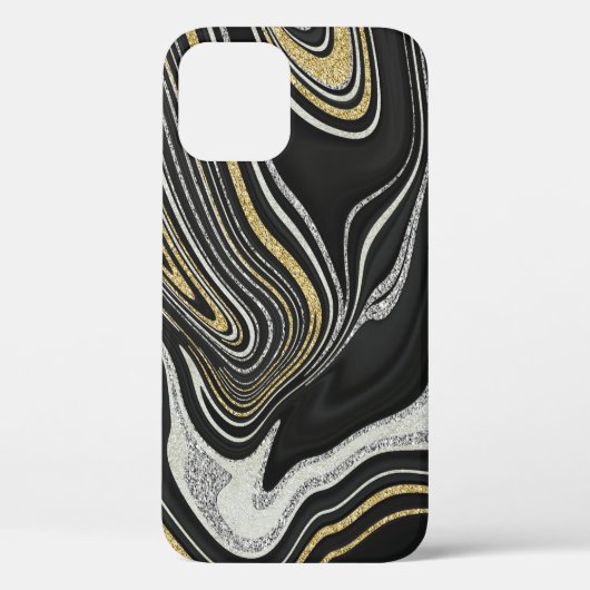 金ゴールドブラック銀塩酸液状マーブル Case-Mate iPhoneケース (裏面)