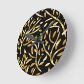 金ゴールドブラック離れグラデーション植物用フローラパター ラウンド壁時計 (傾斜)