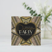 金ゴールドブラック1920アールデコディナーパーティの招待状 招待状 (スタンド正面)