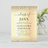 金ゴールドブラック2022卒業パーティーグリッター 招待状 (スタンド正面)