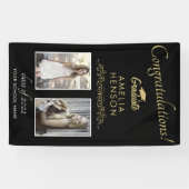 金ゴールドブラック2022卒業2写真卒業パーティー 横断幕 (横)