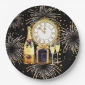 金ゴールドブラック2023年新年パーティー ペーパープレート (正面)