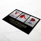 金ゴールドブラック2025卒業生3写真卒業パーティー 箔招待状 (回転した状態)