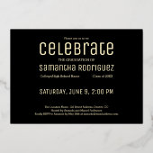 金ゴールドブラック2025卒業生3写真卒業パーティー 箔招待状 (裏面)