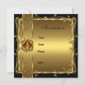 金ゴールドブラック35番目の誕生日フローラクエレガントラス 招待状 (裏面)