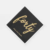 金ゴールドブラック40バースデーパーティーグリッター"40" スタンダードランチョンナプキン (角)