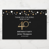 金ゴールドブラック40歳のテーマ紙吹雪感謝していユー スパークリングワインラベル (シングルラベル)