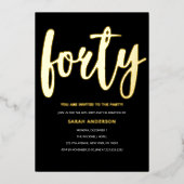 金ゴールドブラック40歳の誕生日パーティー 箔招待状 (正面)
