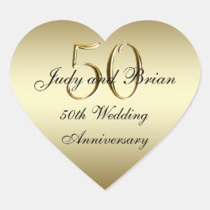 金ゴールドブラック50周年結婚記念ハートシール ハートシール