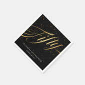 金ゴールドブラック50番目の誕生日紙吹雪 エレガント スタンダードカクテルナプキン (角)