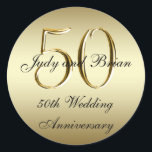 金ゴールドブラック50結婚周年記念シール ラウンドシール<br><div class="desc">金ゴールドパーソナライズされたとブラック50周年記念結婚シール。50周年記念の美しい結婚ステッカーは感謝してい、50周年記念のお気に入りやケーキボックスやバッグのをゲストに合わせてパーソナライズする完璧な方法結婚である。名前や日カスタマイズ付け、その他の文字を追加す結婚るには"it"オプションを使用する。</div>