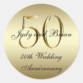 金ゴールドブラック50結婚周年記念シール ラウンドシール