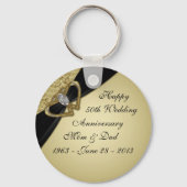金ゴールドブラック50結婚周年 キーホルダー (正面)