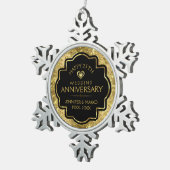 金ゴールドブラック50結婚周年 スノーフレークピューターオーナメント (右)