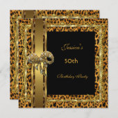 金ゴールドブラック50誕生日アニマルワイルドエレガント5 招待状 (正面/裏面)