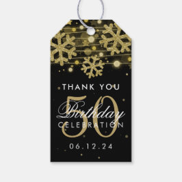 金ゴールドブラック50誕生日サンキューウィンターグリッター ギフトタグ