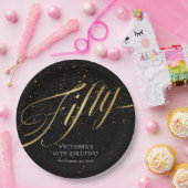 金ゴールドブラック50誕生日紙吹雪グラマラス ペーパープレート (パーティー)