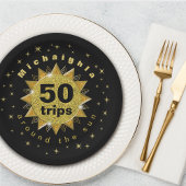 金ゴールドブラック50thバースデーパーティー ペーパープレート