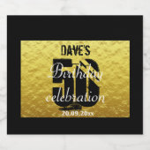 金ゴールドブラック50th Any Birthday Party リキュールボトルラベル (シングルラベル)