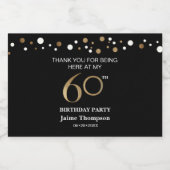 金ゴールドブラック60歳のテーマ紙吹雪感謝していユー スパークリングワインラベル (シングルラベル)