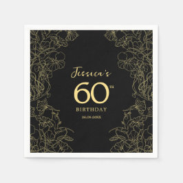 金ゴールドブラック60誕生日 スタンダードカクテルナプキン