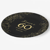 金ゴールドブラック60誕生日 ペーパープレート (アングル)