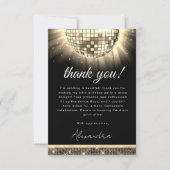 金ゴールドブラック60thバースデーパーティー70sディスコボール サンキューカード (正面)