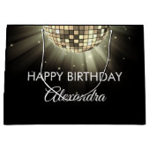 金ゴールドブラック60thバースデーパーティー70sディスコボール ラージペーパーバッグ (正面)