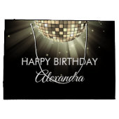 金ゴールドブラック60thバースデーパーティー70sディスコボール ラージペーパーバッグ (裏面)