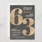 金ゴールドブラック63番目の誕生日招待状 招待状 (正面)