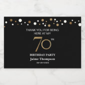 金ゴールドブラック70歳のテーマ紙吹雪感謝していユー スパークリングワインラベル (シングルラベル)