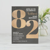 金ゴールドブラック82番目の誕生日招待状 招待状 (スタンド正面)