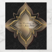 金ゴールドブラック&グラムエキゾチック花パーティーワインラベル ワインラベル (シングルラベル)