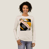 金ゴールドブラック・グレイ対角線幾何学模様デザイン トライブレンドＴシャツ (正面全体)