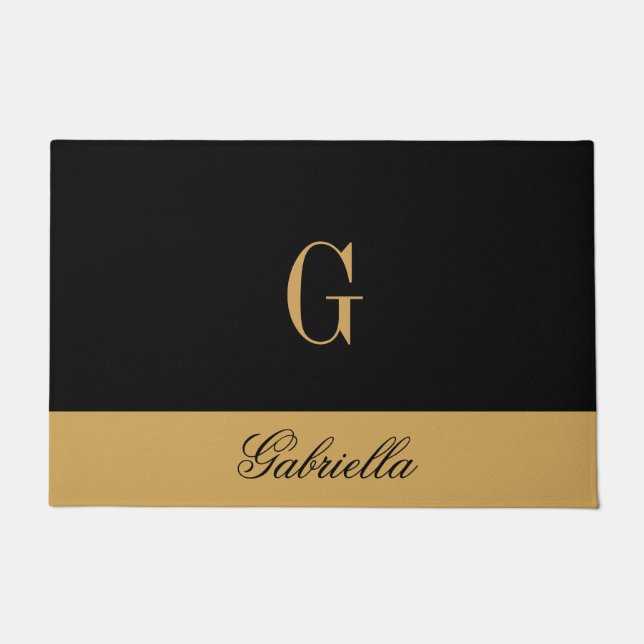 金ゴールドブラック ドアマット (正面)