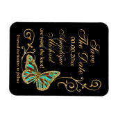 金ゴールドブラック・バタフライ・ウェディングパーティー マグネット (横)