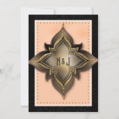 金ゴールドブラック&ピーチエキゾチックフラワーパーティの招待状 招待状 (裏面)