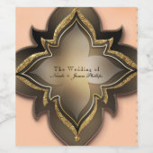 金ゴールドブラック&ピーチエキゾチックフラワーワインラベル ワインラベル (シングルラベル)