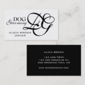 金ゴールドブラック・モノグラム・ドッグ・グルーミング名刺 名刺 (正面/裏面)